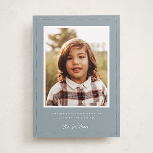 This is a stone thanksgiving cards invitations with standard by Sara Hicks Malone called grateful heart printing on recycled smooth signature in standard
