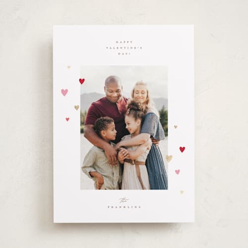This is a berries foil stamped valentine cards with foil pressed by Pixel and Hank called little hearts printing on recycled smooth signature in standard