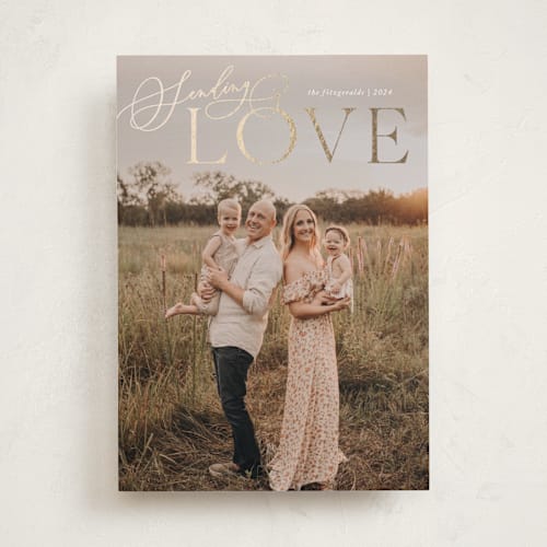 This is a marshmallow foil stamped valentine cards with foil pressed by Jackie Crawford called lovely love printing on recycled smooth signature in standard
