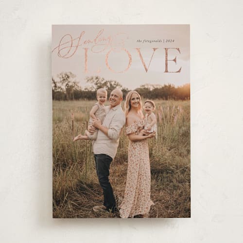 This is a noir foil stamped valentine cards with foil pressed by Jackie Crawford called lovely love printing on recycled smooth signature in standard
