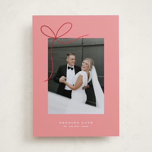 This is a poppy foil stamped valentine cards with foil pressed by Yuliya Evseeva called little bow printing on recycled smooth signature in standard