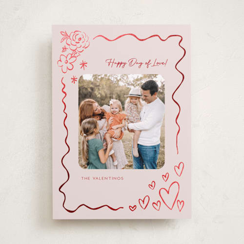 This is a crepe foil stamped valentine cards with foil pressed by Kartika Paramita called floral love border charm printing on recycled smooth signature in standard