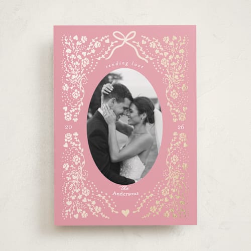 This is a candy foil stamped valentine cards with foil pressed by Jen Merli called love and lace printing on recycled smooth signature in standard
