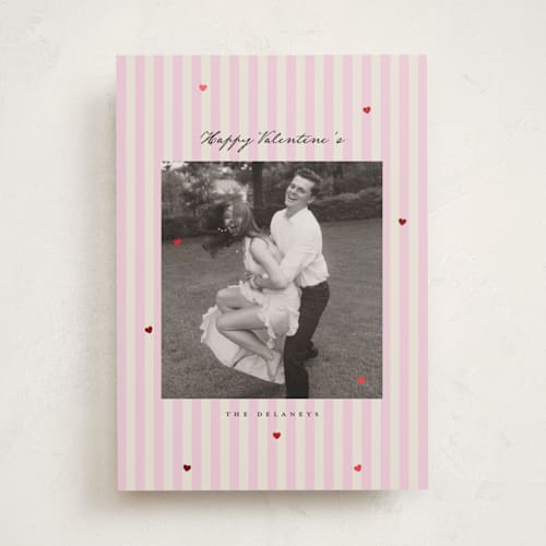 This is a rose foil stamped valentine cards with foil pressed by Catherine Culvenor called sweet and preppy printing on recycled smooth signature in standard