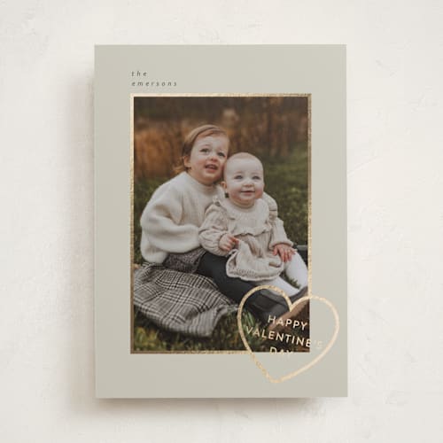 This is a sandstone foil stamped valentine cards with foil pressed by Deynaaz Daraei called pisak printing on recycled smooth signature in standard