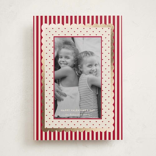 This is a cherry soda foil stamped valentine cards with foil pressed by Ashlee Townsend called pattern on pattern printing on recycled smooth signature in standard