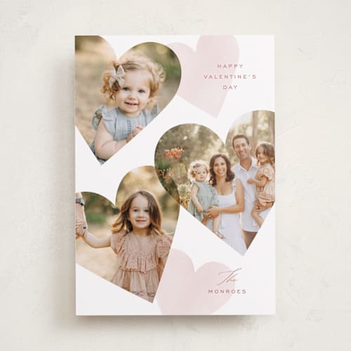 This is a blush valentines day with standard by Pixel and Hank called tossed hearts printing on recycled smooth signature in standard