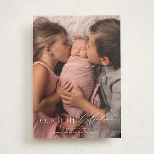 This is a marshmallow valentines day with standard by Sarah Cohn called the little valentine printing on recycled smooth signature in standard