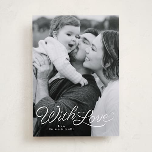 This is a snow valentines day with standard by Lea Delaveris called ribbon script printing on recycled smooth signature in standard