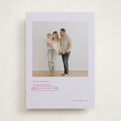 This is a lilac valentines day with standard by Baumbirdy called always happy printing on recycled smooth signature in standard
