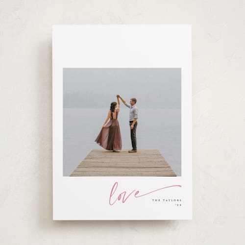 This is a soft pink valentines day with standard by Eric Ransom called minimal love printing on recycled smooth signature in standard