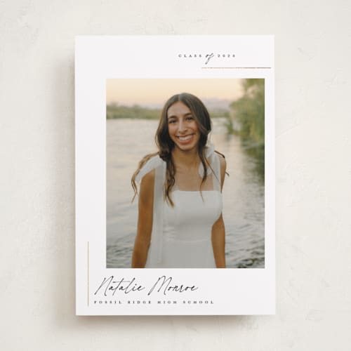 This is a cotton graduation announcements with foil pressed by Carolyn Nicks called clean printing on recycled smooth signature in standard