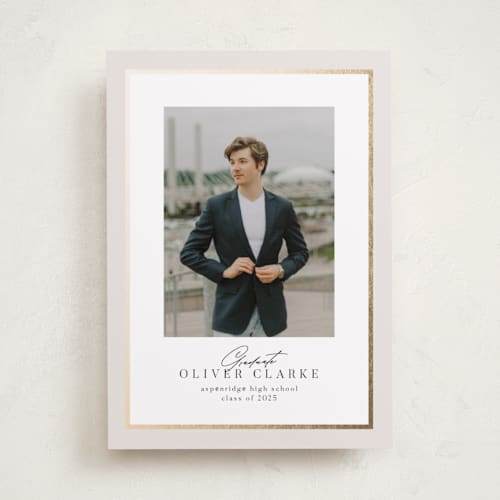 This is a linen graduation announcements with foil pressed by Nicole Walsh called classic edge printing on recycled smooth signature in standard
