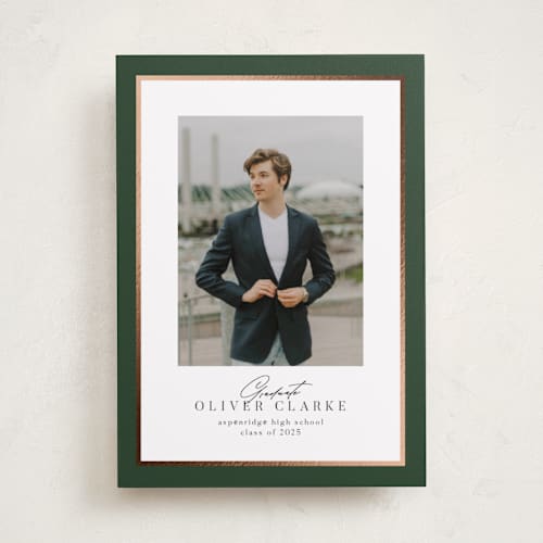This is a forest graduation announcements with foil pressed by Nicole Walsh called classic edge printing on recycled smooth signature in standard