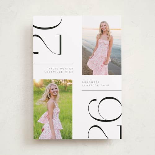 This is a pearl graduation announcements with standard by David Michuki called trim edges printing on recycled smooth signature in standard