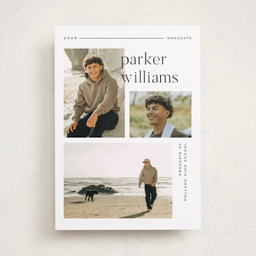 This is a onyx graduation announcements with standard by Pixel and Hank called margins printing on recycled smooth signature in standard