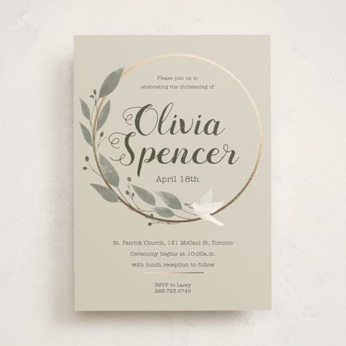 This is a stone baptism and christening announcements with standard by Julia Tincombe called elegant christening printing on signature in standard
