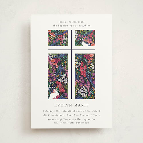 This is a night baptism and christening announcements with standard by Angela Marzuki called blessed garden printing on signature in standard