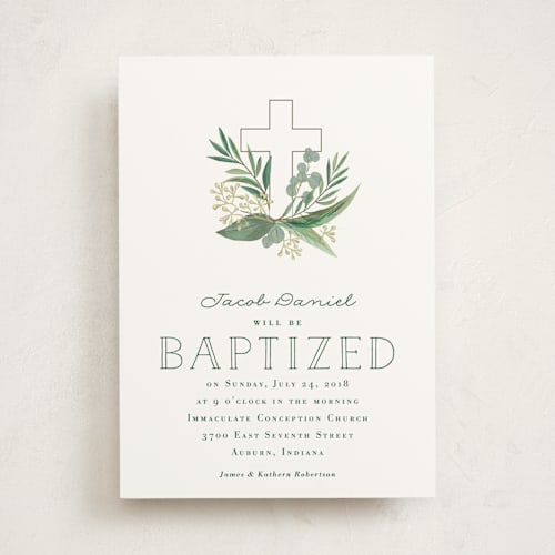 This is a snow baptism and christening announcements with standard by Jessie Steury called heaven & earth printing on signature in standard