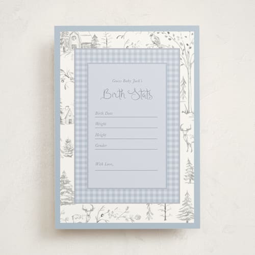 This is a lake baby shower game cards with standard by Teju Reval called winter toile printing on signature in standard