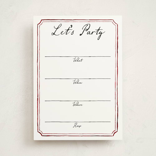 This is a wine blank hosting stationery with standard by Cass Loh called handwritten printing on signature in standard