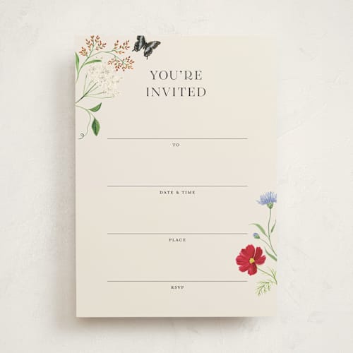This is a elder flower blank hosting stationery with standard by Sarah Knight called wild meadow printing on signature in standard