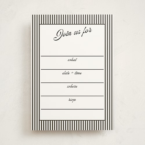 This is a raven blank hosting stationery with standard by Morgan Kendall called vintage hotel printing on signature in standard