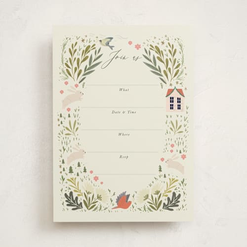 This is a sand blank hosting stationery with standard by Hannah Williams called easter village printing on signature in standard