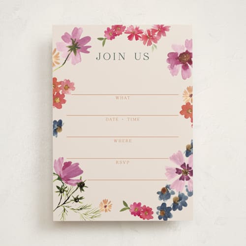 This is a peony blank hosting stationery with standard by Alethea and Ruth called wildflowers printing on signature in standard