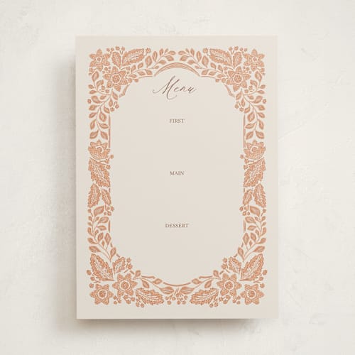 This is a peach fuzz blank hosting stationery with standard by Jen Owens called embroidered printing on signature in standard