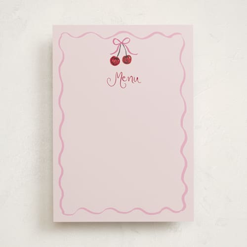 This is a blush blank hosting stationery with standard by Cass Loh called vintage wedding cake printing on signature in standard