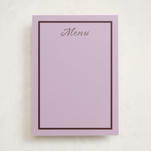 This is a plum blank hosting stationery with standard by Megan Davis called cotillion printing on signature in standard