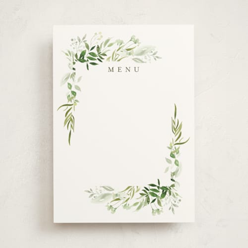 This is a garden blank hosting stationery with standard by Leah Bisch called verdure printing on signature in standard