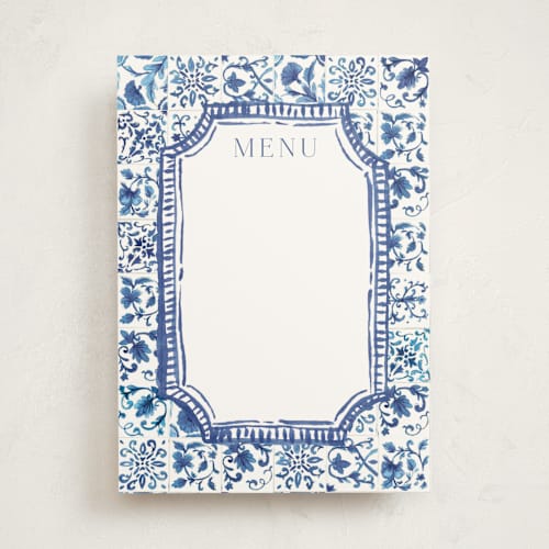 This is a cerulean blank hosting stationery with standard by Jenna Holcomb called amalfi coast printing on signature in standard