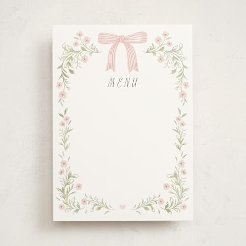 This is a blush blank hosting stationery with standard by Paper Raven Co. called dainty garden printing on signature in standard