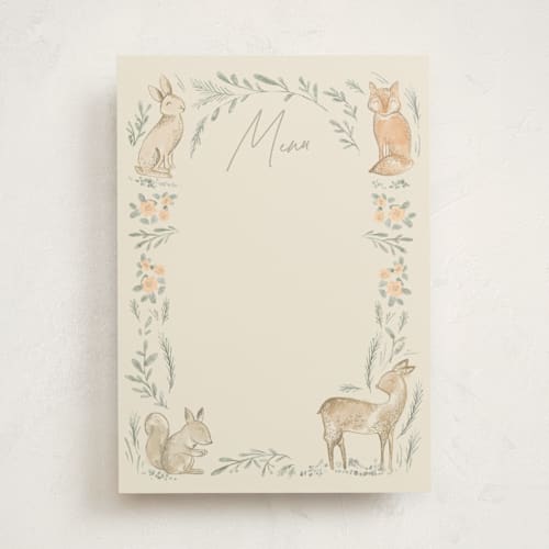 This is a ginger blank hosting stationery with standard by Creo Study called vintage woodland printing on signature in standard