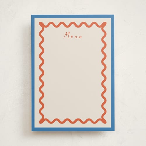 This is a papaya blank hosting stationery with standard by Blustery August called party squiggle printing on signature in standard