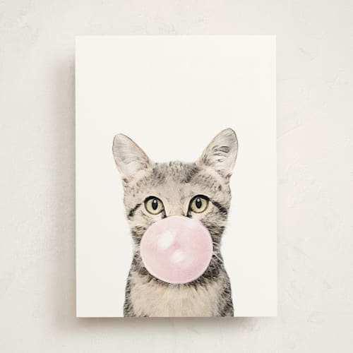 This is a bubblegum greeting cards with standard by Maja Cunningham called bubblegum animals: cat printing on signature in greeting cards