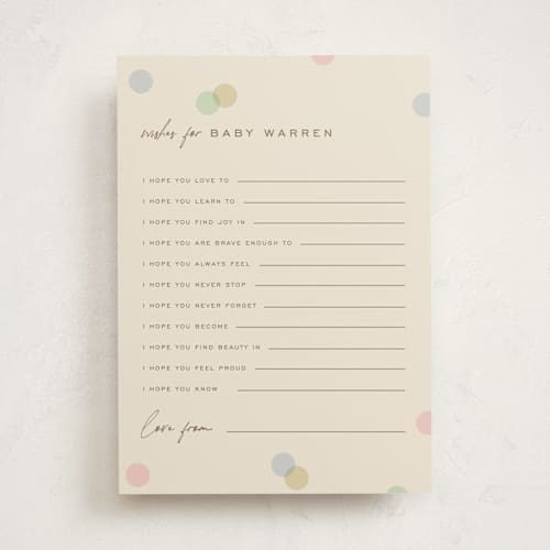 This is a wildflower baby shower activity cards with standard by Pixel and Hank called polka pop printing on signature in standard