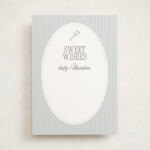 This is a blueberry baby shower activity cards with standard by Benita Crandall called boujee printing on signature in standard