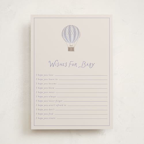 This is a bluebird baby shower activity cards with standard by Kampai Designs called balloons printing on signature in standard