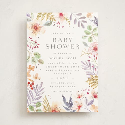 This is a summer foil stamped baby shower invitations with foil pressed by Anastasia Makarova called summer day printing on signature in standard