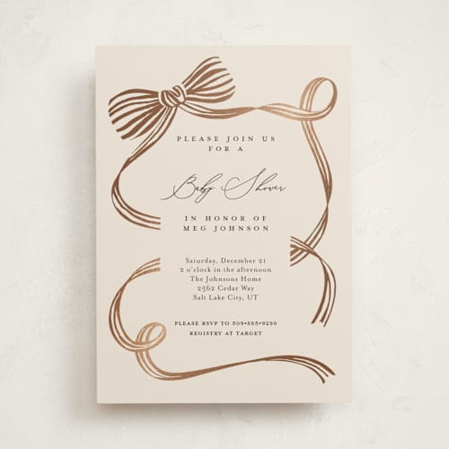 This is a onyx foil stamped baby shower invitations with foil pressed by Carrie ONeal called neddy printing on signature in standard