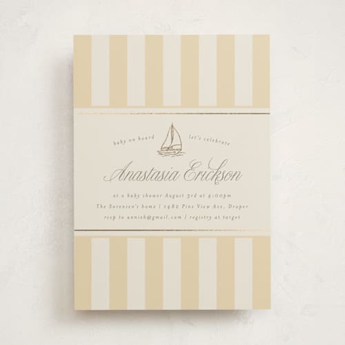 This is a bark foil stamped baby shower invitations with foil pressed by Stephanie Hawkes called on board printing on signature in standard