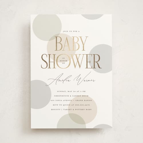 This is a cloud foil stamped baby shower invitations with foil pressed by Pixel and Hank called warner printing on signature in standard