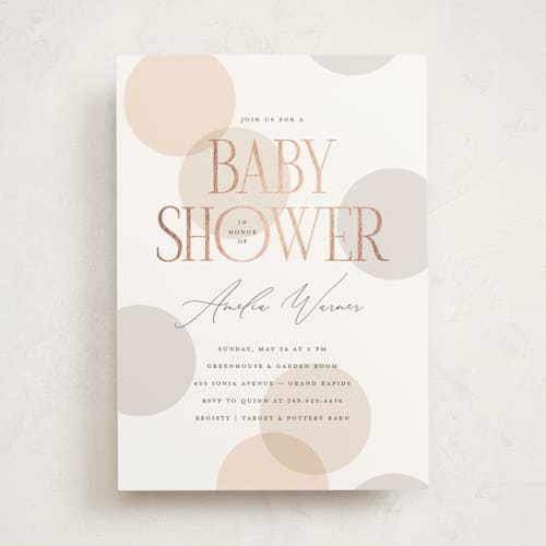 This is a teddy foil stamped baby shower invitations with foil pressed by Pixel and Hank called warner printing on signature in standard
