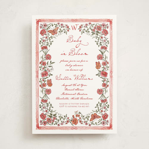 This is a poppy baby shower invitations with standard by Jenna Holcomb called baby in bloom. printing on signature in standard