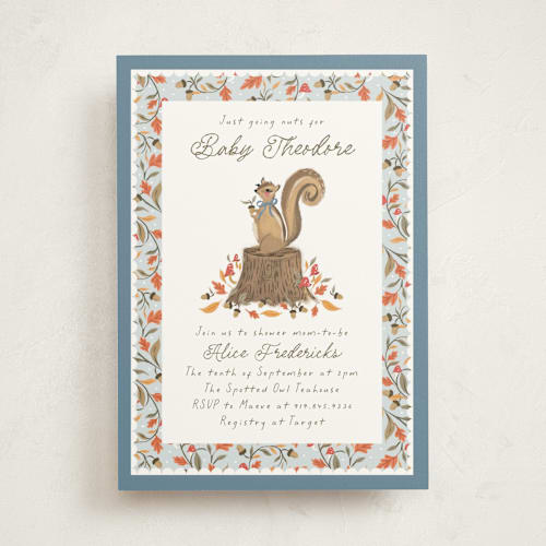 This is a sky baby shower invitations with standard by Jackie Crawford called nuts for baby printing on signature in standard
