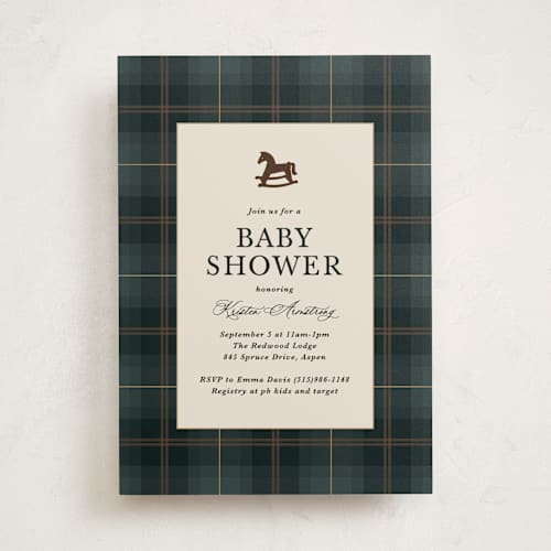 This is a juniper baby shower invitations with standard by Kate Ahn called wesley printing on signature in standard