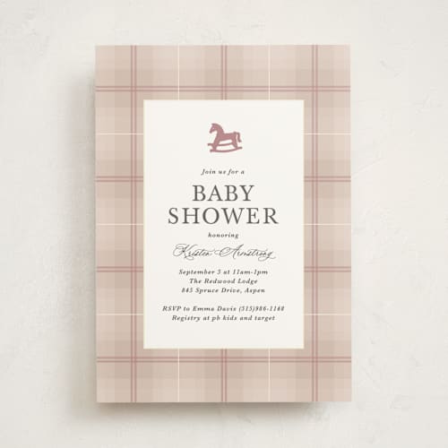 This is a blush baby shower invitations with standard by Kate Ahn called wesley printing on signature in standard